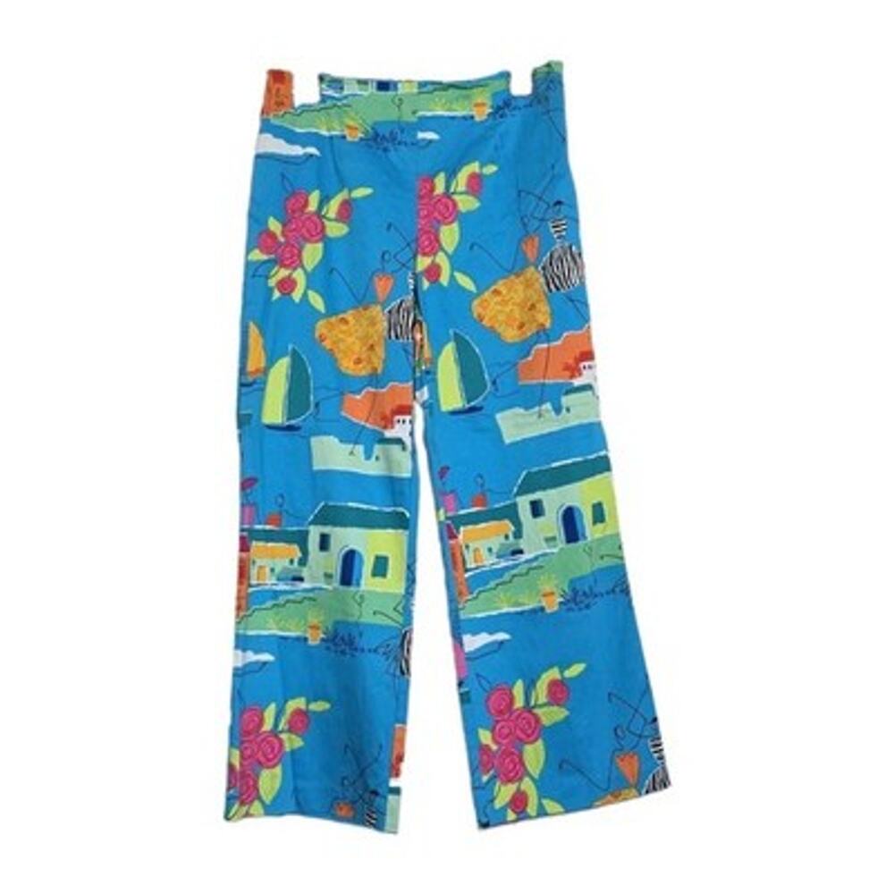 Vintage Wearable Art Island Pants Womens 8 Cropped Colorful Grandmacore Coastal